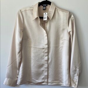 Express Ivory Satin Shirt
